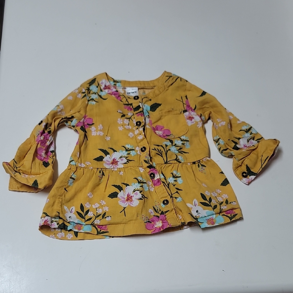 Carter's Mustard Floral Button-Up Blouse 🪷